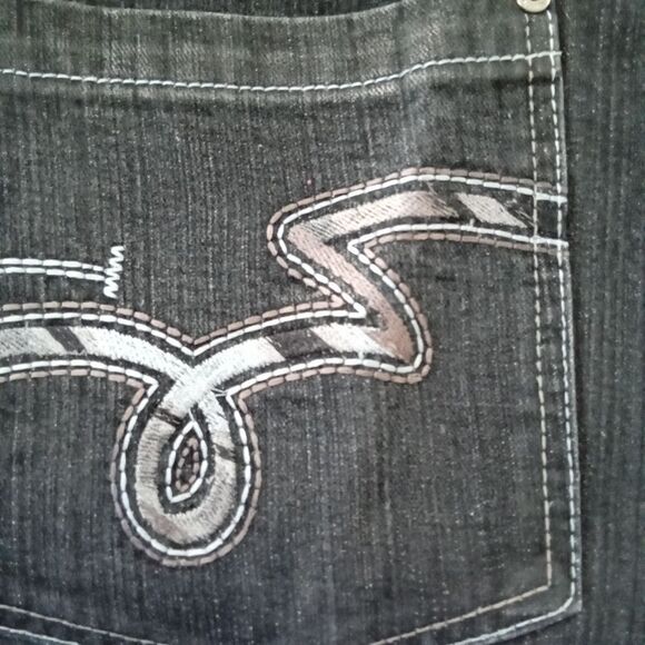 5ive Jungle & Co. Denim Jeans Men Size 32 Black Embroidered Back Pockets - Picture 7 of 13